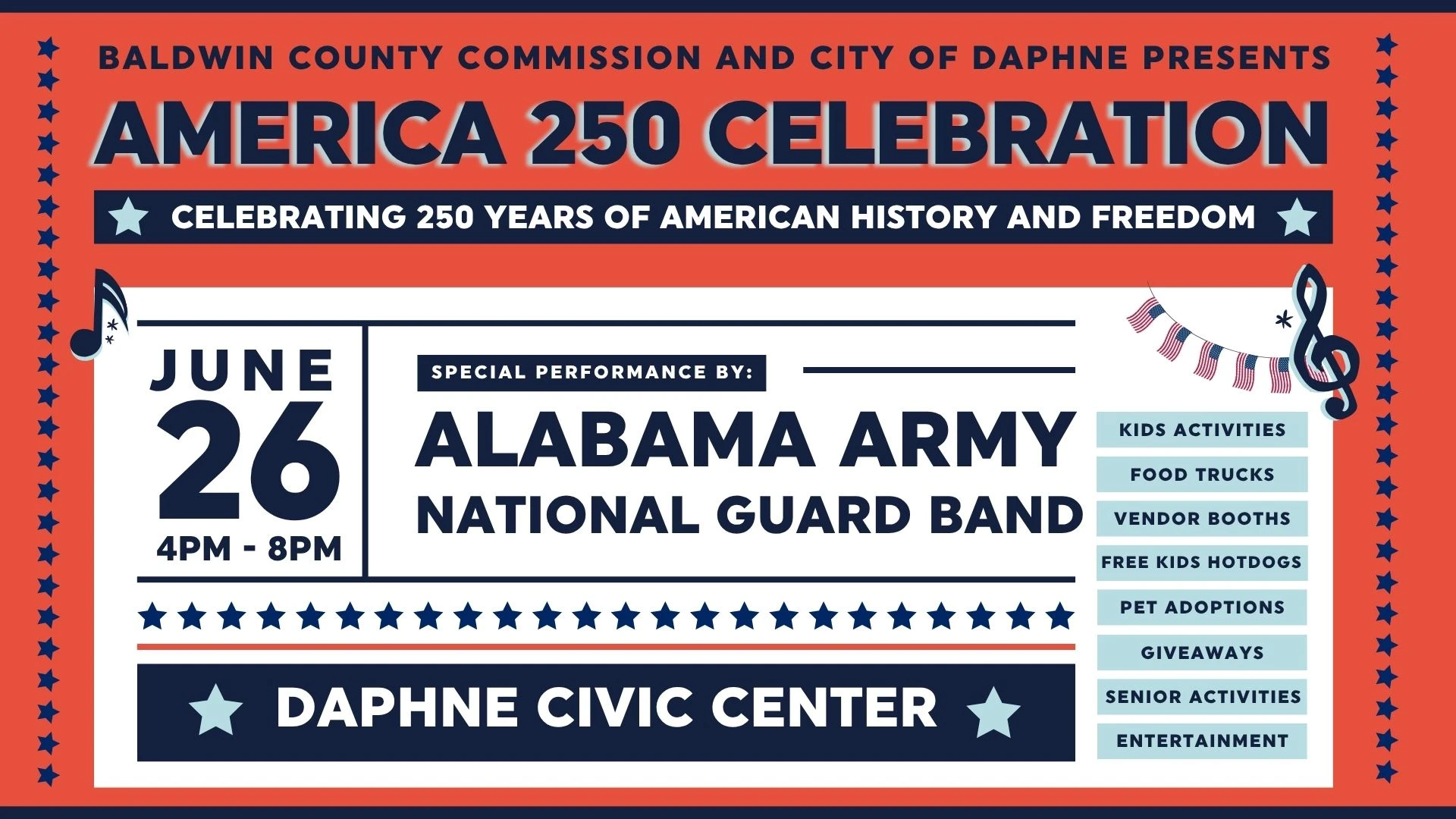 Daphne America 250 Celebration flyer