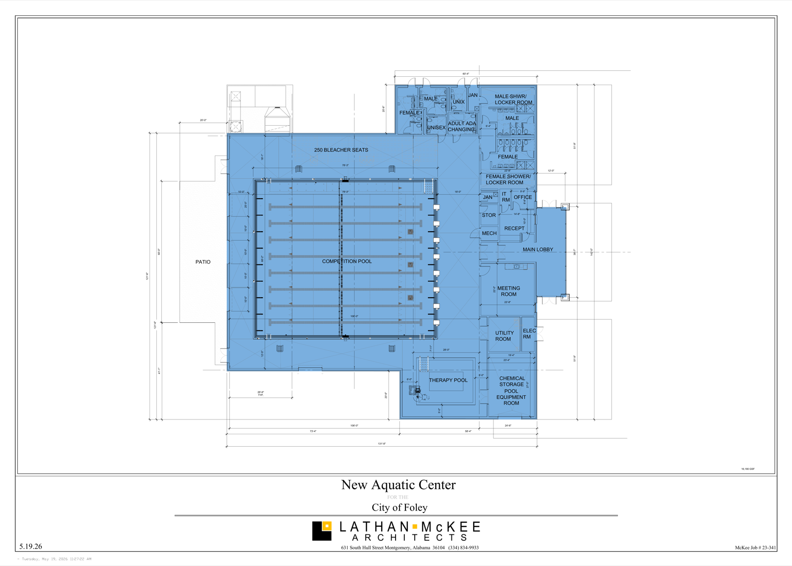Preliminary floor plan for the proposed Foley Aquatic Center
